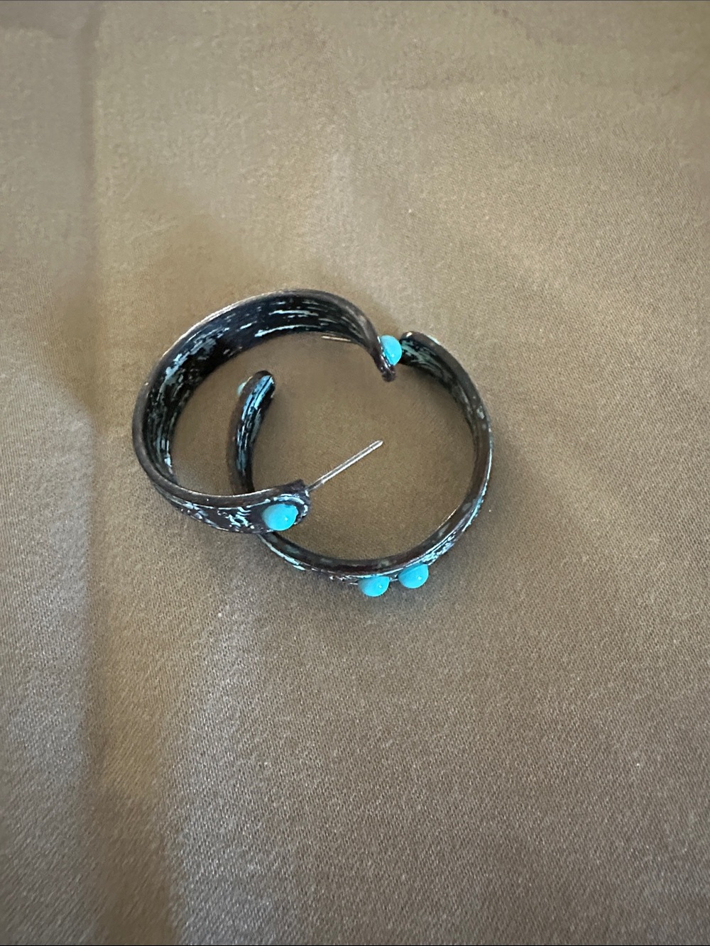 **BUNDLE 3 ITEMS FOR $10!!!      Turquoise Accent Black Hoop Earrings